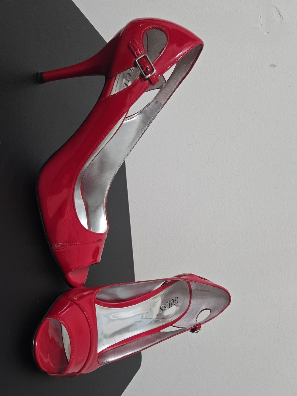Red Patent Peep-Toe 3 1/2" High Heels